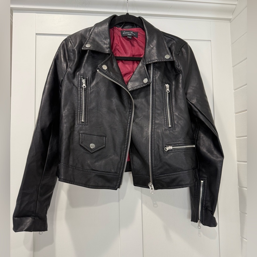 Love‎ Tree Black Faux Leather Moto Jacket - Picture 2 of 5